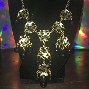 Gold and Houndstooth statement necklace